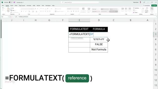 آموزش تابع FORMULATEXT در اکسل