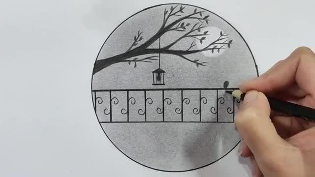 نقاشی دایره ای آسان | آموزش طراحی با مداد برای مبتدیان