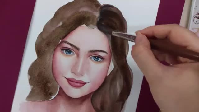 پرتره آبرنگ | آموزش نقاشی چهره با آبرنگ (گام به گام)