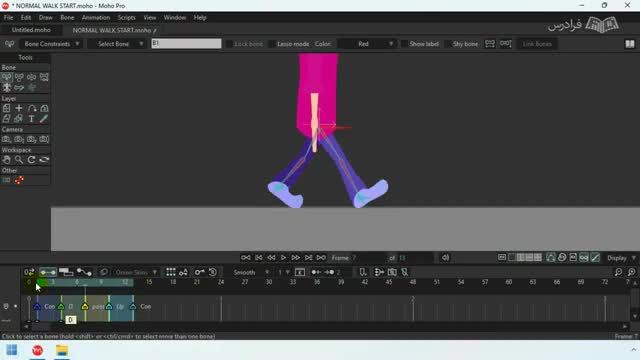 آموزش انیمیشن سازی با موهو - طراحی حالت های مختلف راه رفتن کاراکتر در Moho