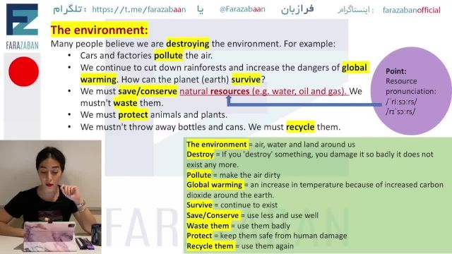 مکالمه زبان انگلیسی ساده پیرامون مسائل محیط زیست - درس دهم