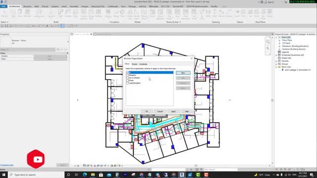 نحوه مرتب سازی و مدیریت پنجره project browser بر اساس دیسیپلین های مختلف در رویت