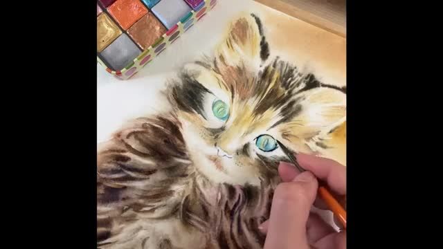 آموزش نقاشی گربه با آبرنگ | چگونه نقاشی آبرنگ بکشیم؟