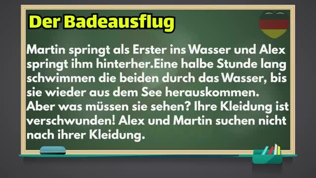 داستان و متون ساده زبان آلمانی سطح B1 | متن آلمانی Der Badeausflug |  قسمت 34