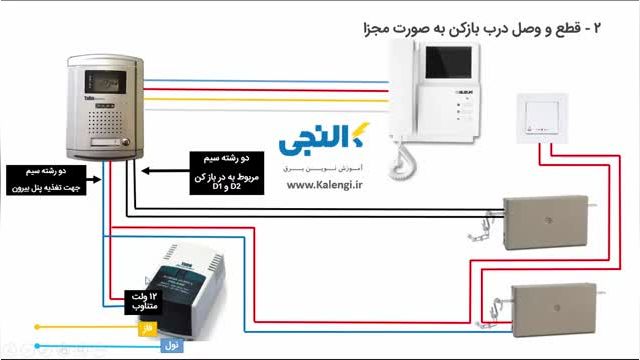 آموزش نصب آیفون تصویری با 2 درب بازکن