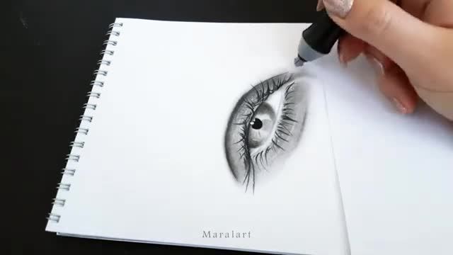 آموزش نقاشی سیاه قلم | نقاشی چشم سیاه قلم هایپررئال