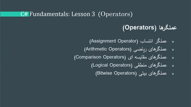 آموزش مقدماتی برنامه نویسی سی شارپ برای مبتدیان : عملگرها و عملوندها