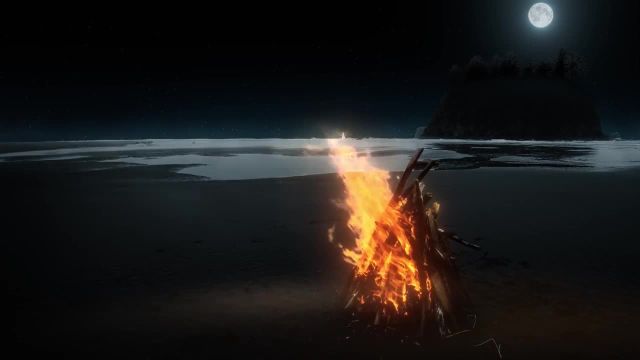 آتش کمپ ساحلی در کنار اقیانوس | 8 ساعت ویدیوی آرامش بخش با صداهای آتش