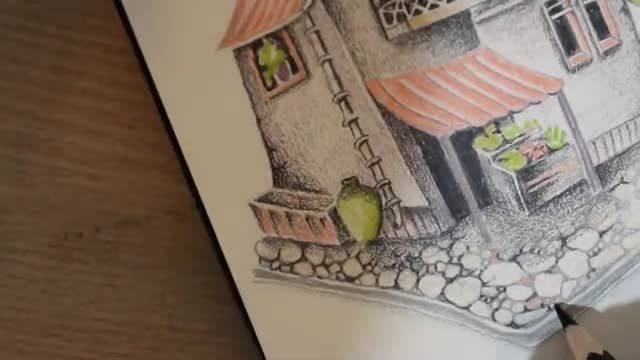 تکنیک نقاشی با مداد رنگی | طراحی میوه‌ فروشی قدم به قدم