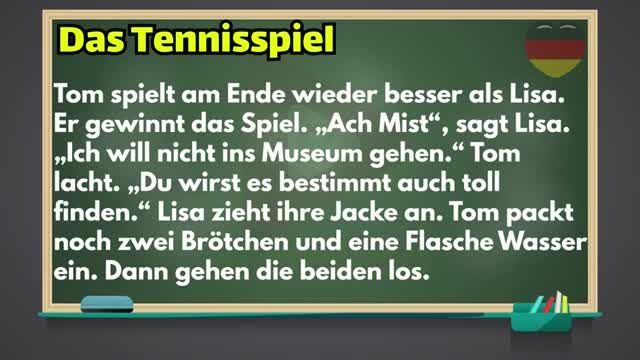 داستان رایگان زبان آلمانی A2 | متن آلمانی Der Tennisspiel با معنی فارسی | قسمت 27