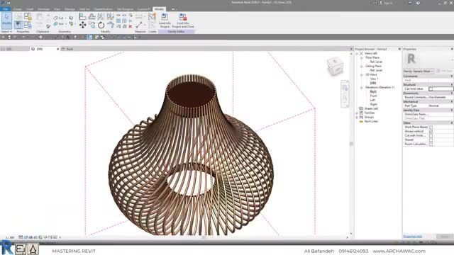 فمیلی رویت 9 - مدلسازی لوستر پارامتریک | آموزش Revit