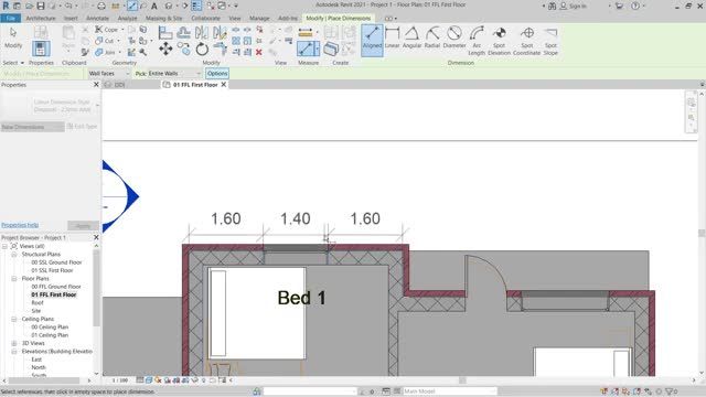 آموزش Revit 2021 | تنظیمات اندازه گذاری در بخش Dimensions رویت