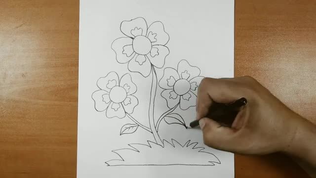 آموزش کشیدن گل با مداد برای کودکان | آموزش نقاشی ساده برای کودکان