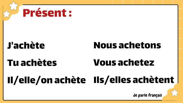 آموزش زبان فرانسه جلسه 181 - صرف فعل خرید کردن (Acheter) در 5 زمان اصلی