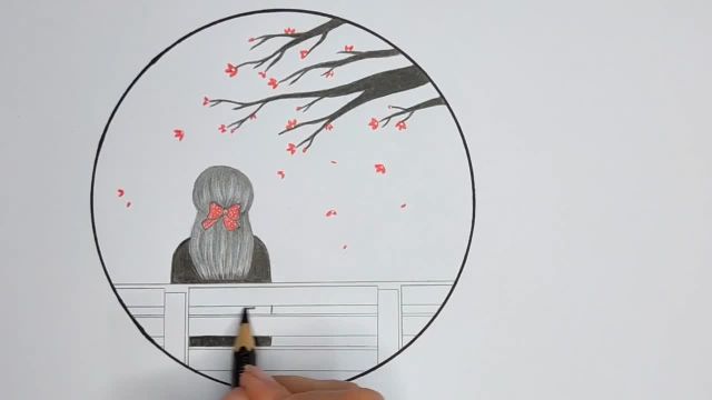 آموزش طراحی با مداد | نقاشی دختر نشسته روی نیمکت (گام به گام)