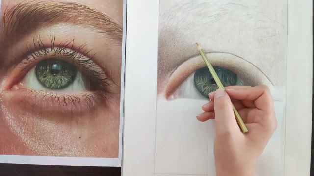 آموزش نقاشی با مداد رنگی - طراحی چشم - بخش ششم