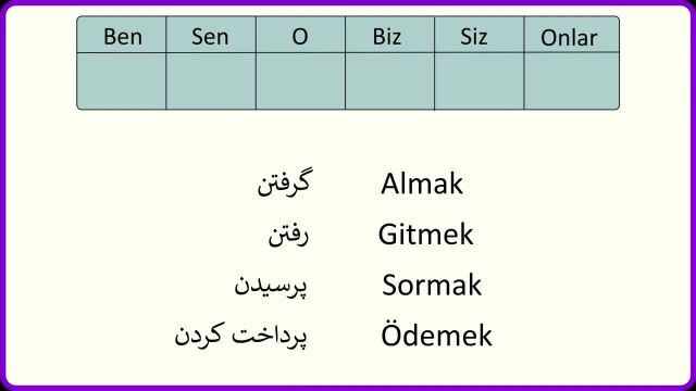 آموزش گرامر زبان ترکی استانبولی : صرف زمان گذشته (3)