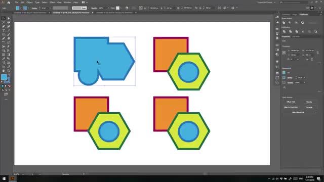 دوره آموزش ایلوستریتور Illustrator - ایجاد اشکال ترکیبی با استفاده از ابزار Pathfinder