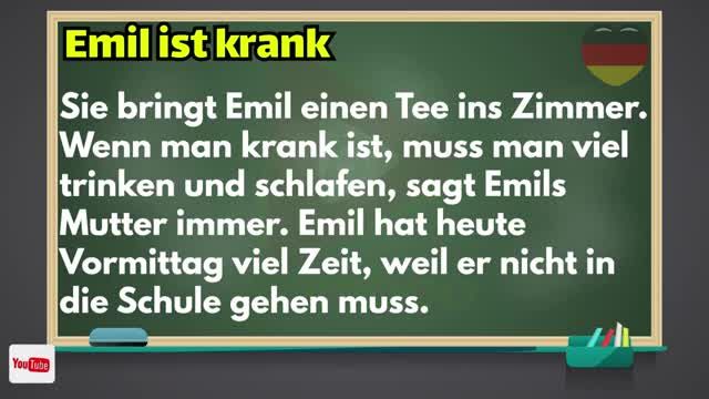 متن آلمانی Emil ist krank با معنی فارسی | داستان آلمانی سطح A2 | قسمت 28