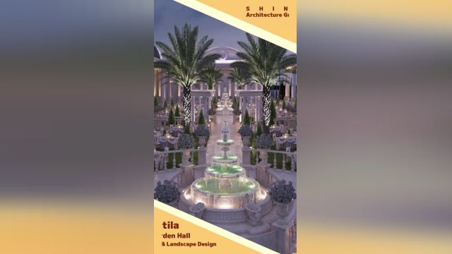 طراحی و اجرای لنداسکیپ و نمای یاغ تالار عروسی آتیلا