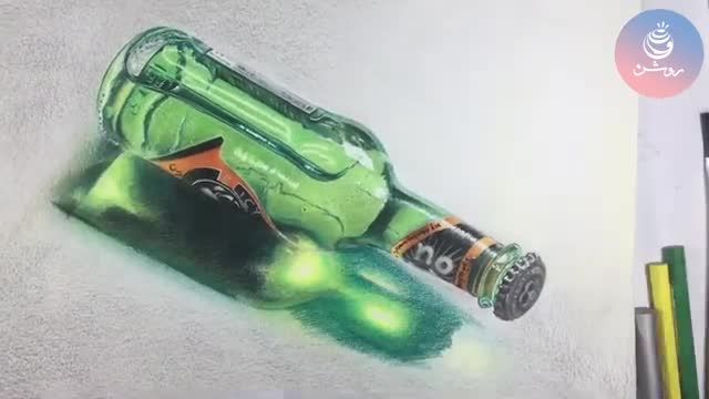 آموزش نقاشی اشیا شیشه ای و سه بعدی با مداد رنگی