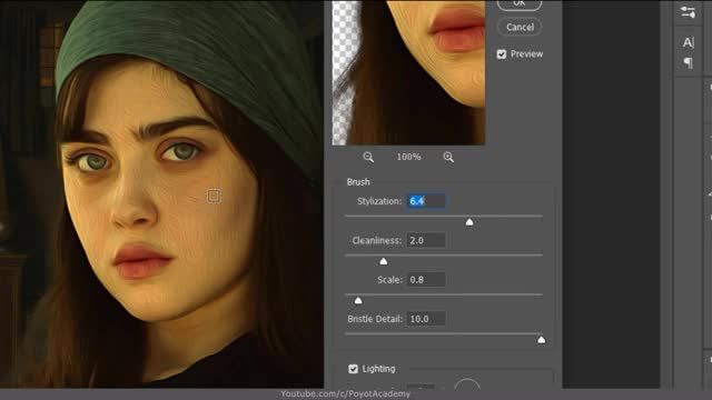 آموزش صفر تا صد فتوشاپ - استفاده درست از فیلتر رنگ و روغن در photoshop