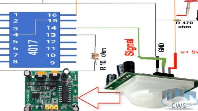 روش ساخت مدار تشخیص حرکت با آی سی 4017 و ماژول سنسور