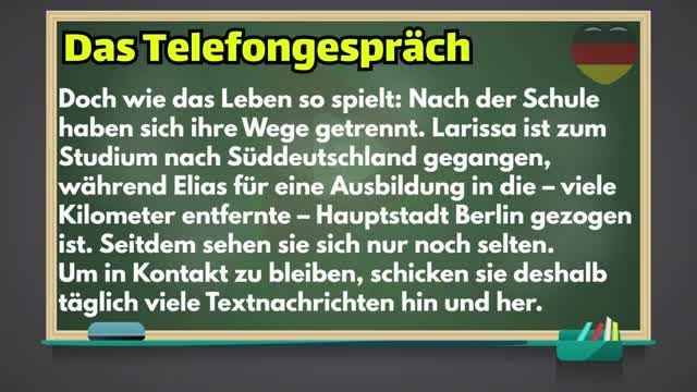 متن آلمانی Das Telefongespräch تماس تلفنی | داستان زبان آلمانی سطح B1 | قسمت 42