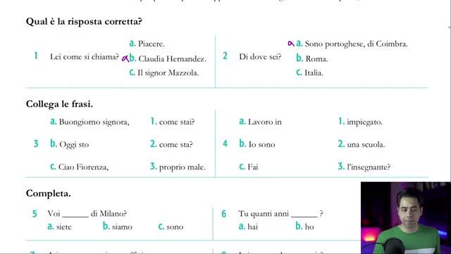 آزمون تعیین سطح زبان ایتالیایی بخش اول - کتاب اسپرسو 1