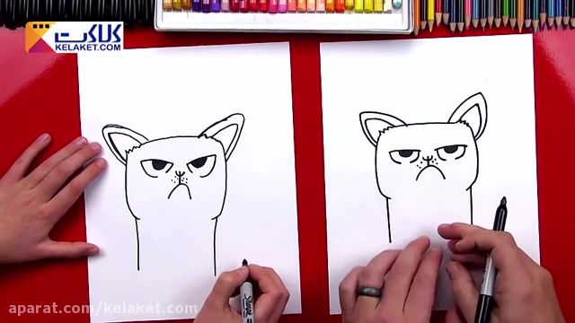 آموزش نقاشی برای کودکان: کشیدن گام به گام یک گربه بامزه