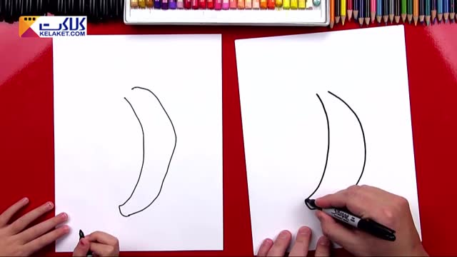 آموزش گام به گام نقاشی برای خردسالان: روند نقاشی کردن و رنگ آمیزی میوه موز