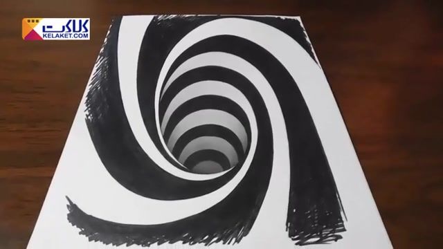 آموزش کشیدن طرح انتزاعی یک چاله چرخشی با نقاشی 3بعدی 