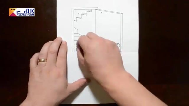 آموزش تصویری کشیدن طرحی از یک راه پله با هنر نقاشی 3بعدی 