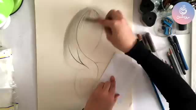 ‫آموزش طراحی مو طبیعی با مداد سیاه طراحی‬‎