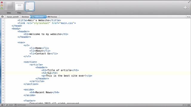 4- درست کردن بدنه ی اصلی در (HTML5)
