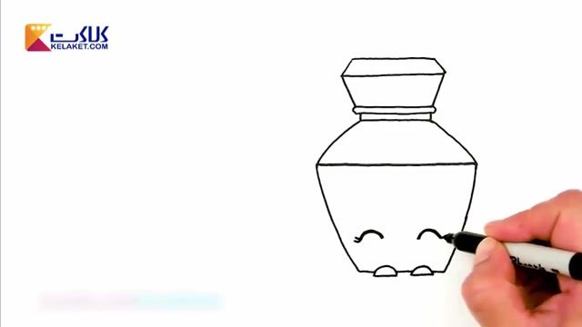 آموزش نقاشی کردن برای کودکان و کشیدن یک طرحی کارتونی از یک شیشه عطر 