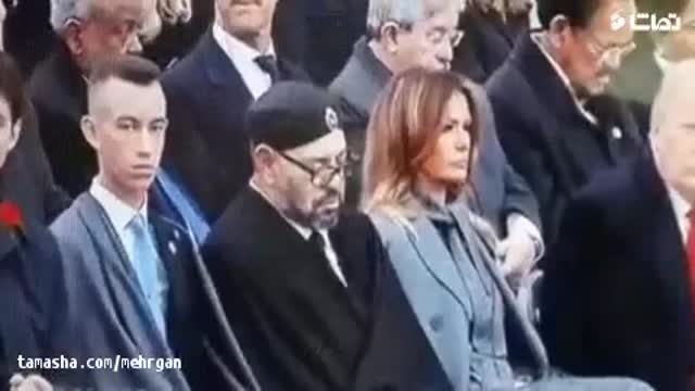 پادشاه مراکش در حین صحبت های رییس جمهوری فرانسه چرت میزد!!!
