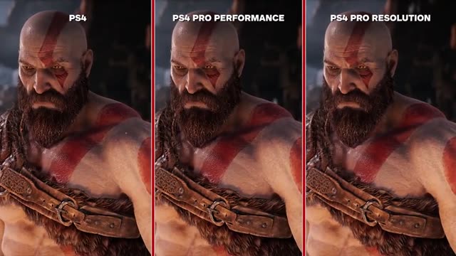 کیفیت های  "God of War در PS4" و "PS4 pro" را مقایسه کنید؟