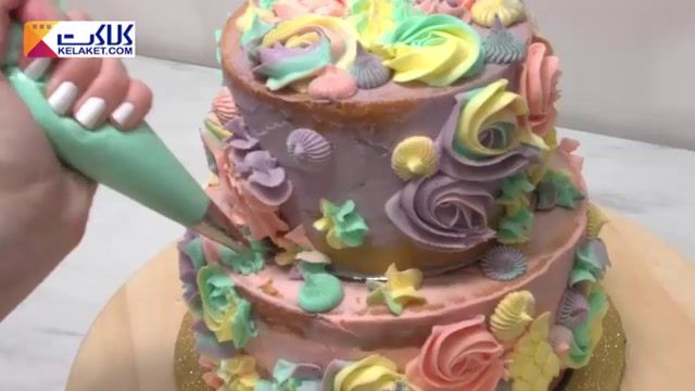 آموزش تزیین ساده و خیلی راحت کیک های خانگی با خامه های رنگی