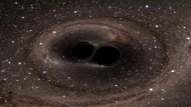 شبیه سازی برخورد دو سیاه چاله در فضا و ادغام آن ها در یکدیگر