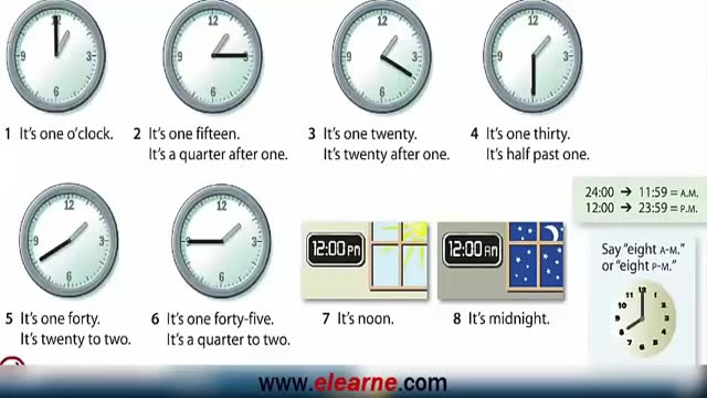 آموزش زمان و ساعت در انگلیسی