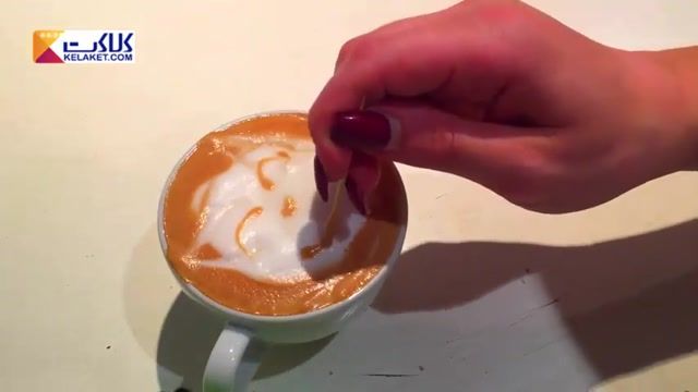 آموزش درست کردن طرح گربه روی شیر قهوه برای تزیین قهوه لاته 