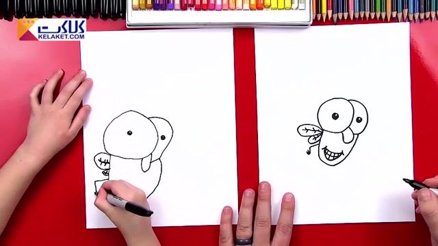 آموزش مرحله به مرحله نقاشی برای کودکان: کشیدن یک مگس کارتونی بامزه 