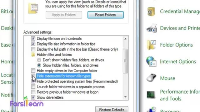 ‫روش نمایش کلیه ی فایل های مخفی در ویندوز سون , ایت (8 & Windows 7)‬‎