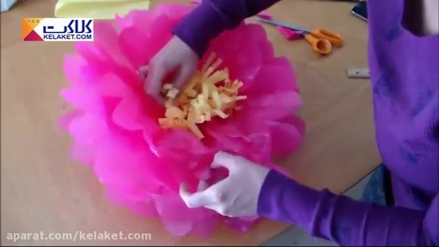 آموزش درست کردن گل تزیینی بسیار بزرگ با استفاده از کاغذهای تیشو