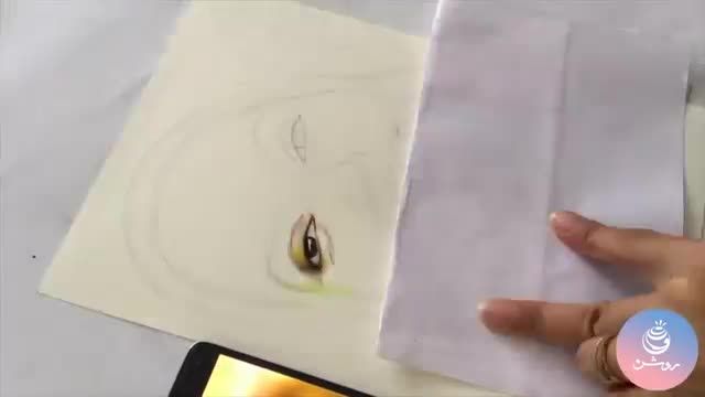 ‫نقاشی چهره مهناز افشار با تکنیک مداد رنگی‬‎