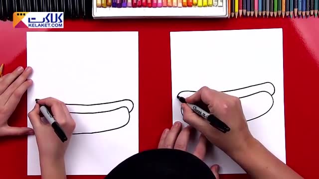 مجموعه آموزش نقاشی برای کودکان: کشیدن ساندویچ هات داگ 