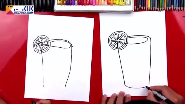 آموزش روش آسان نقاشی کردن برای کودکان: کشیدن یک لیوان لیموناد 