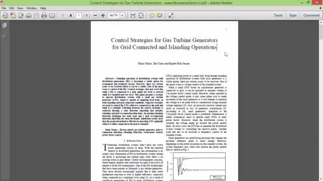 ‫ترجمه مقاله کنترل عملکرد ژنراتورهای توربین گازی  متصل به شبکه و جزیره ای‬‎