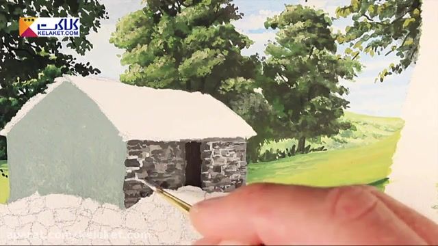 آموزش نقاشی با گواش: کشیدن کلبه جنگلی 